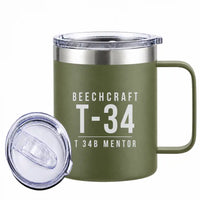 Thumbnail for Beechcraft T-34B Mentor - Stainless Steel Mug - Tag - Green
