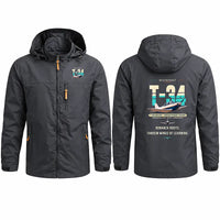 Thumbnail for Beechcraft T-34B Mentor Stylish Jackets - Hooded Windbreaker - Original - Charcoal