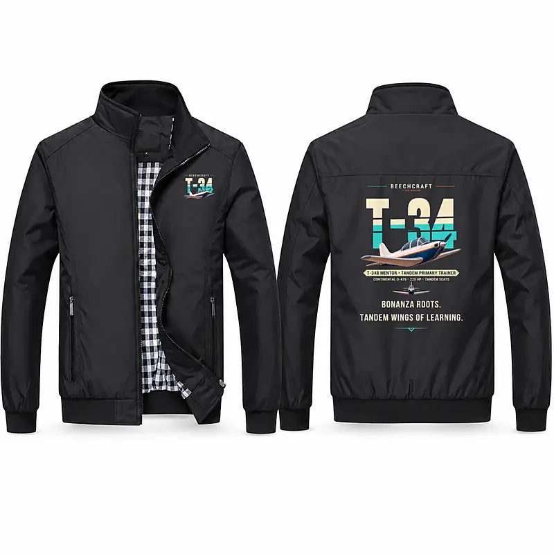 Beechcraft T-34B Mentor Stylish Jackets - Stand Collar - Original - Black