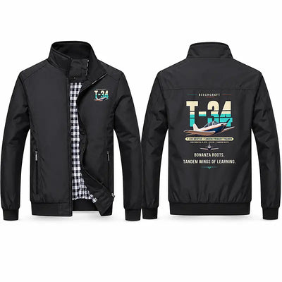 Beechcraft T-34B Mentor Stylish Jackets - Stand Collar - Original - Black