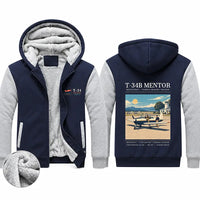 Thumbnail for Beechcraft T-34B Mentor Zipped Sweatshirts - Poster - Navy & Gray
