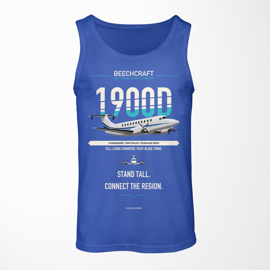 Beechcraft 1900D design on blue tank top