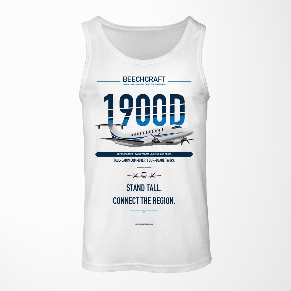 Beechcraft 1900D design on white tank top