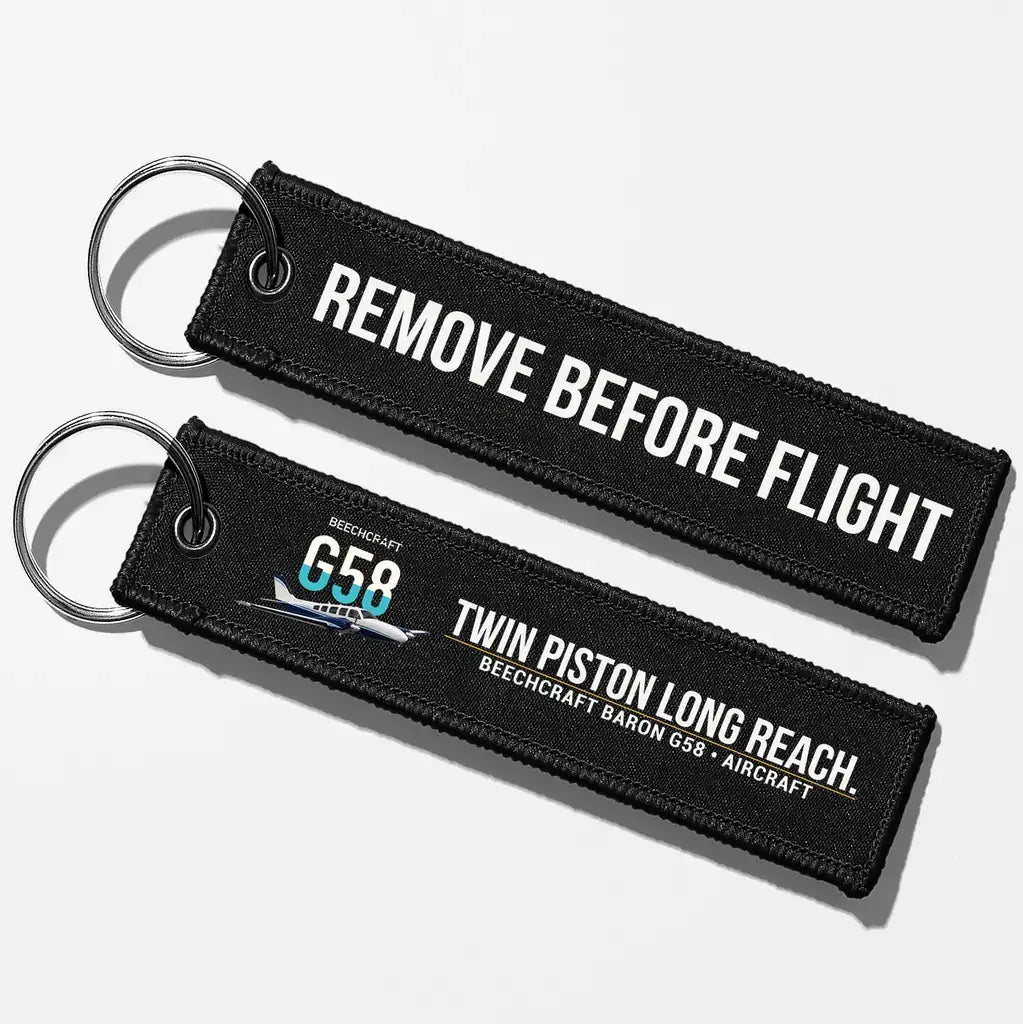 Beechcraft Baron G58 Aviator Key Chains - Black - Remove Before Flight
