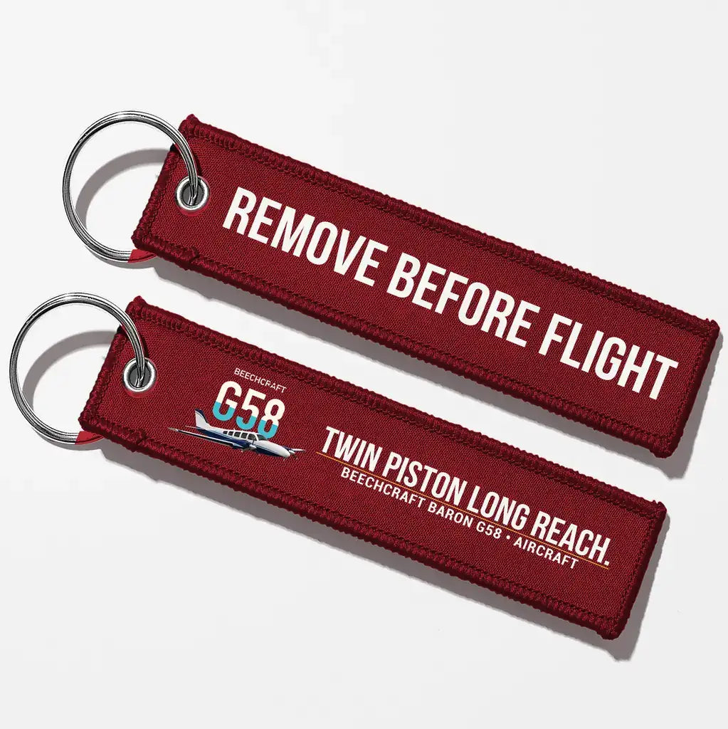 Beechcraft Baron G58 Aviator Key Chains - Dark Red - Remove Before Flight