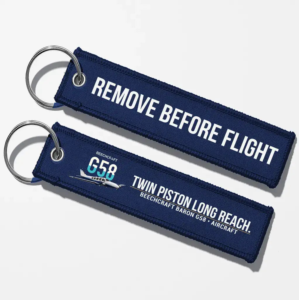 Beechcraft Baron G58 Aviator Key Chains - Navy Blue - Remove Before Flight