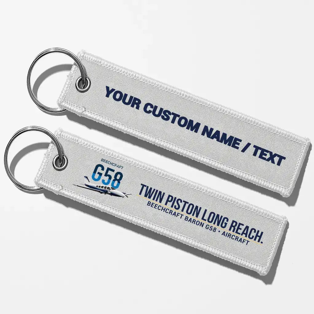 Beechcraft Baron G58 Aviator Key Chains - White - Personalized
