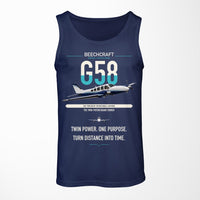 Thumbnail for Beechcraft Baron G58 design on dark blue tank top