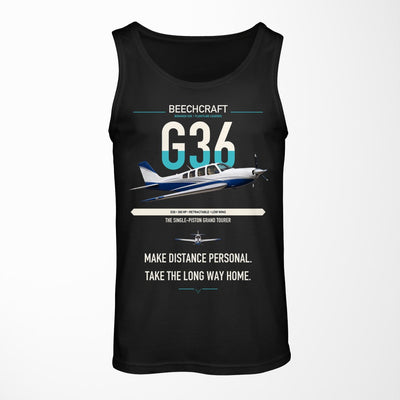 Beechcraft Bonanza G36 design on black tank top