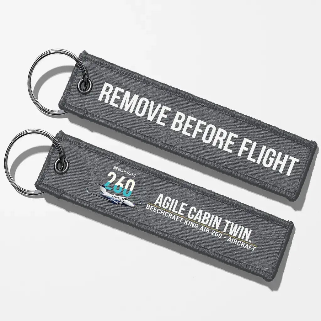 Beechcraft King Air 260 Aviator Key Chains - Gray - Remove Before Flight