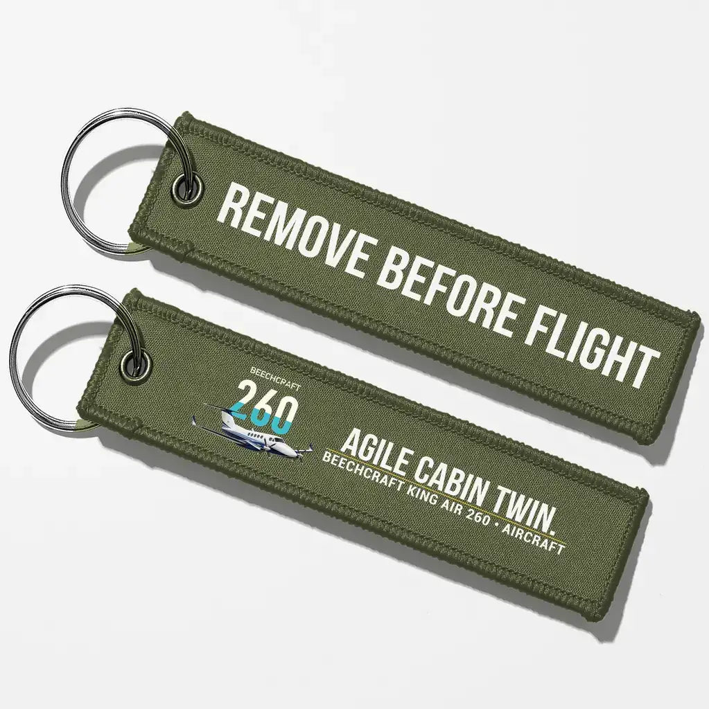 Beechcraft King Air 260 Aviator Key Chains - Green Army - Remove Before Flight