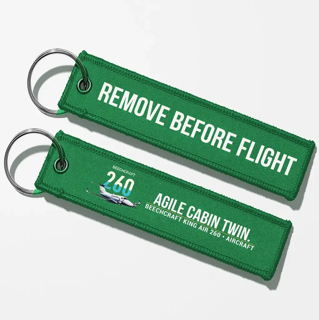 Beechcraft King Air 260 Aviator Key Chains - Green - Remove Before Flight