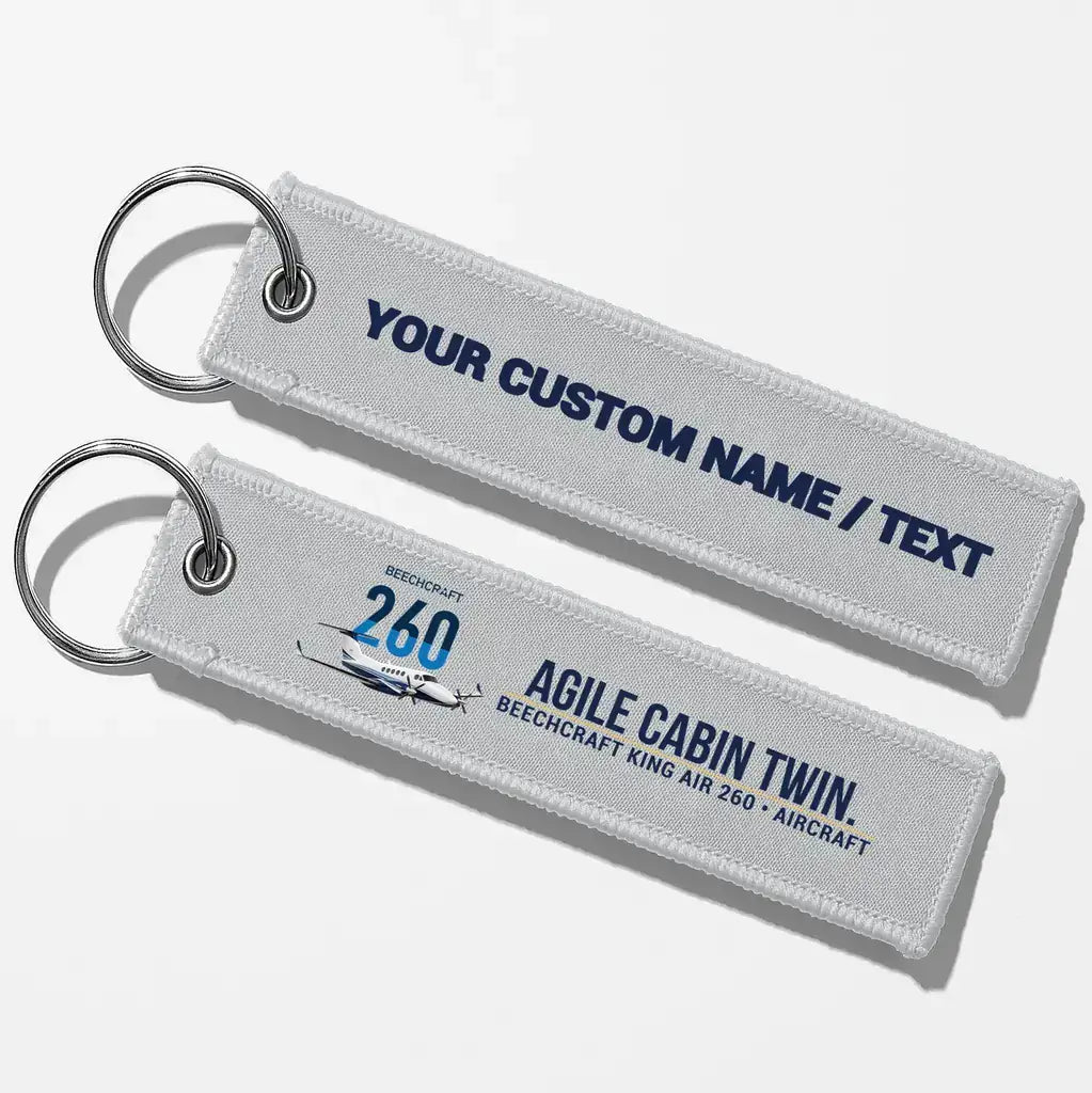 Beechcraft King Air 260 Aviator Key Chains - Light Gray - Personalized
