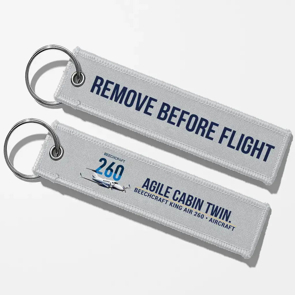 Beechcraft King Air 260 Aviator Key Chains - Light Gray - Remove Before Flight