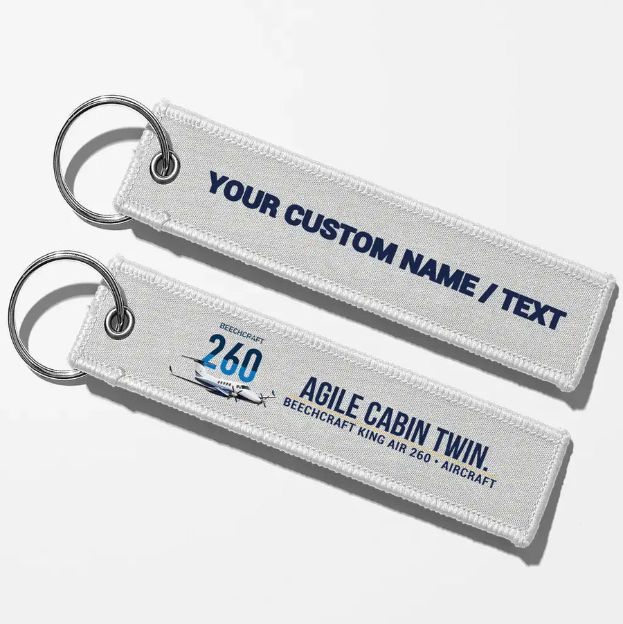 Beechcraft King Air 260 Aviator Key Chains - White - Personalized