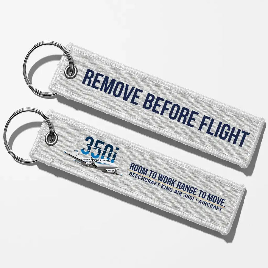 Beechcraft King Air 350i Aviator Key Chains - White - Remove Before Flight