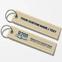 Thumbnail for Beechcraft King Air B200 Aviator Key Chains - Beige - Personalized