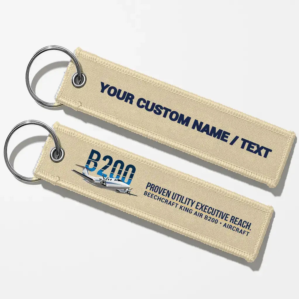 Beechcraft King Air B200 Aviator Key Chains - Beige - Personalized