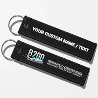 Thumbnail for Beechcraft King Air B200 Aviator Key Chains - Black - Personalized
