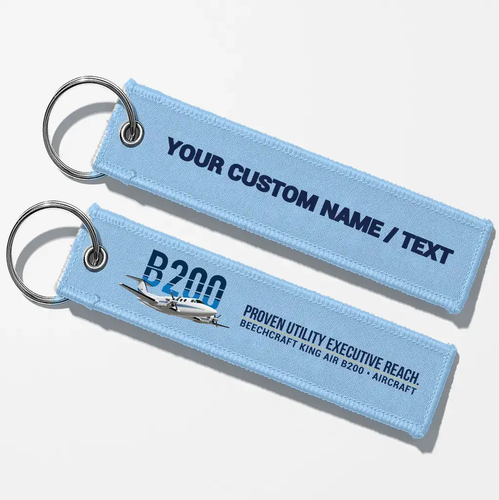 Beechcraft King Air B200 Aviator Key Chains - Light Blue - Personalized