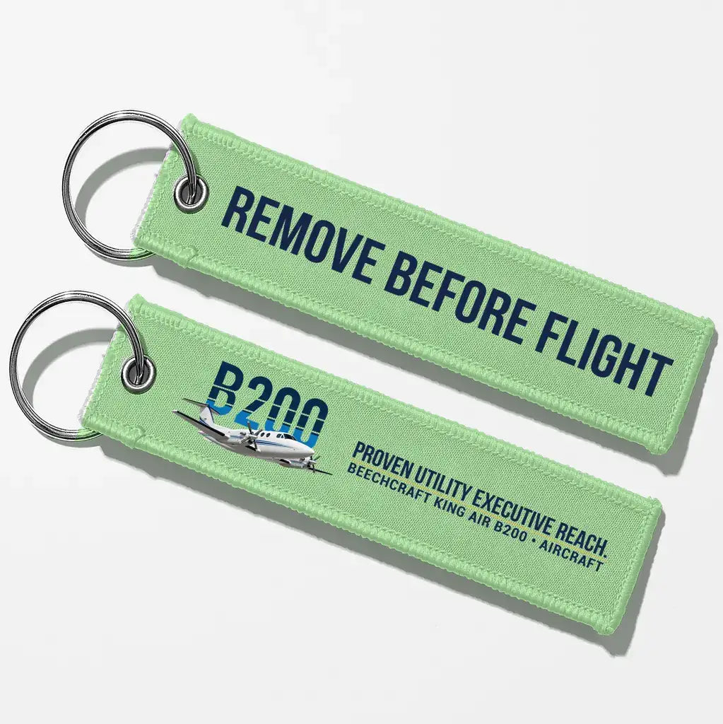 Beechcraft King Air B200 Aviator Key Chains - Light Green - Remove Before Flight
