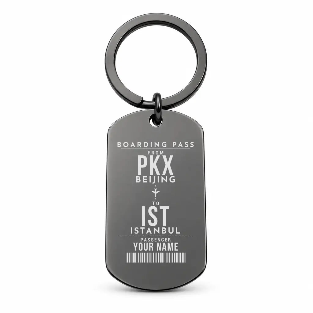 Beijing Daxing International Airport PKX - Key Chain - Customizable Boarding Pass - Black