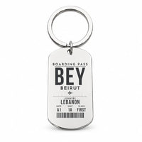 Thumbnail for Beirut Rafic Hariri International Airport BEY - Levantine Sea Current - Key Chain - Boarding Pass Style - Silver
