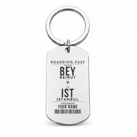 Thumbnail for Beirut Rafic Hariri International Airport BEY - Levantine Sea Current - Key Chain - Customizable Boarding Pass - Silver