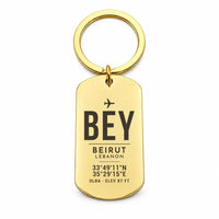 Thumbnail for Beirut Rafic Hariri International Airport BEY - Levantine Sea Current - Key Chain - Original Design - Gold