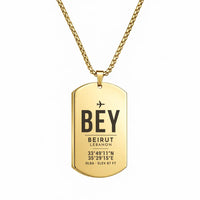 Thumbnail for Beirut Rafic Hariri International Airport BEY - Levantine Sea Current - Necklace - Original Design - Gold