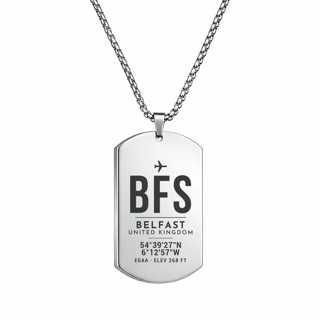 Belfast International Airport BFS - Necklace - Original Design - Silver