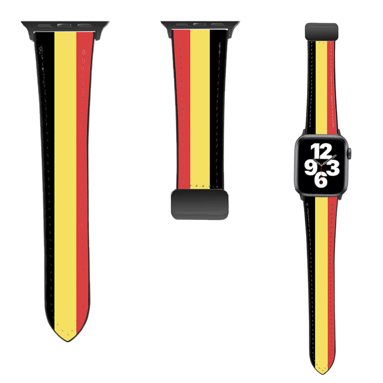 Belgium Flag Designed Leather Apple Watch Straps