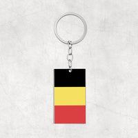 Thumbnail for Belgium Flag Designed Stainless Steel Flag Key Chains (Double Side)