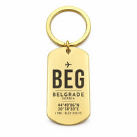 Thumbnail for Belgrade Nikola Tesla Airport BEG - Key Chain - Original Design - Gold