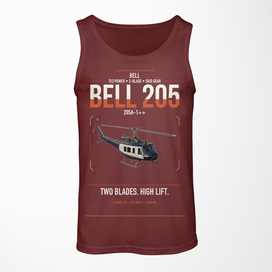 Bell 205A-1++ design on dark red tank top