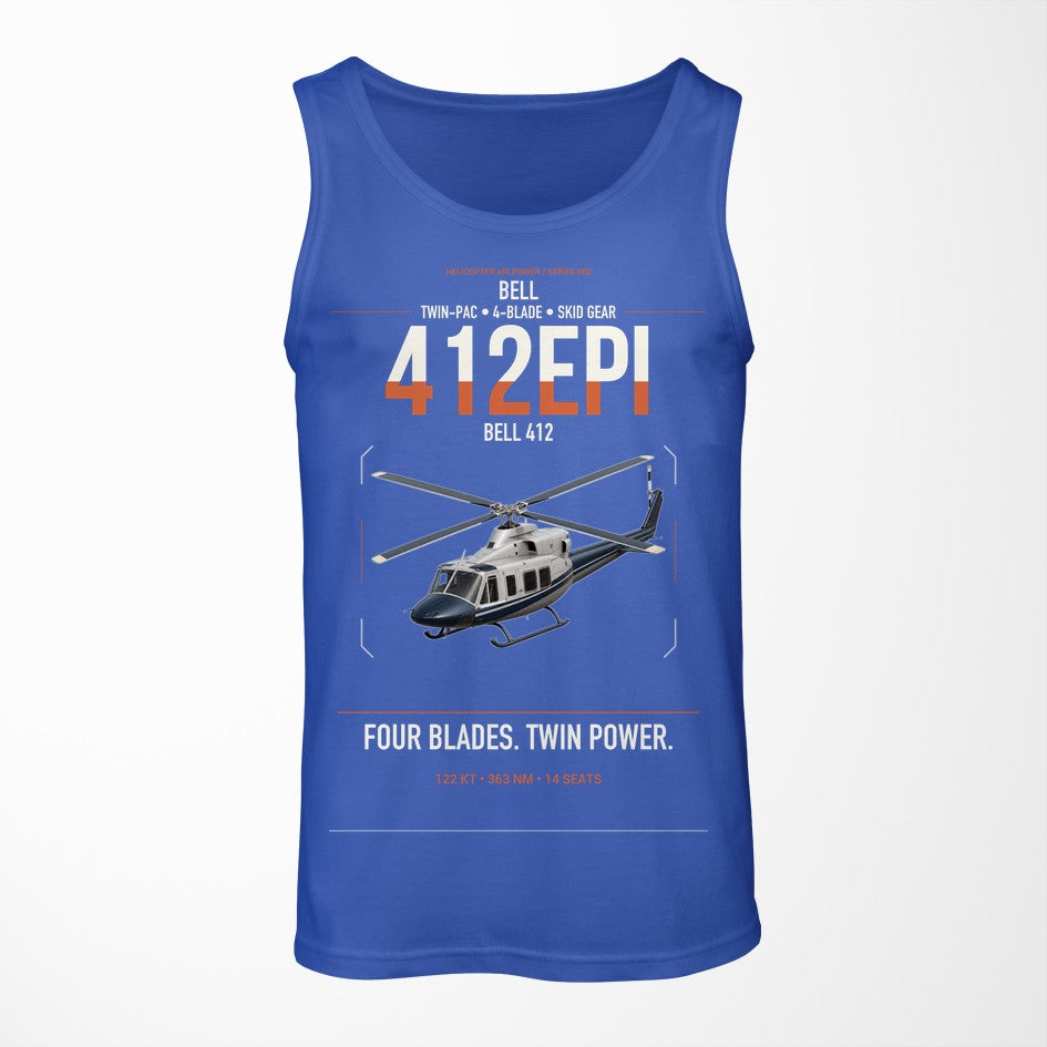 Bell 412EPI design on blue tank top