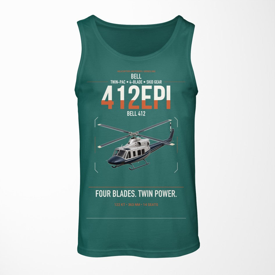 Bell 412EPI design on green tank top