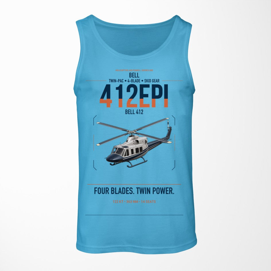 Bell 412EPI design on sky blue tank top