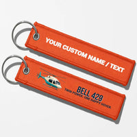 Thumbnail for Cartoon Bell 429 Aviator Key Chains - Orange - Personalized