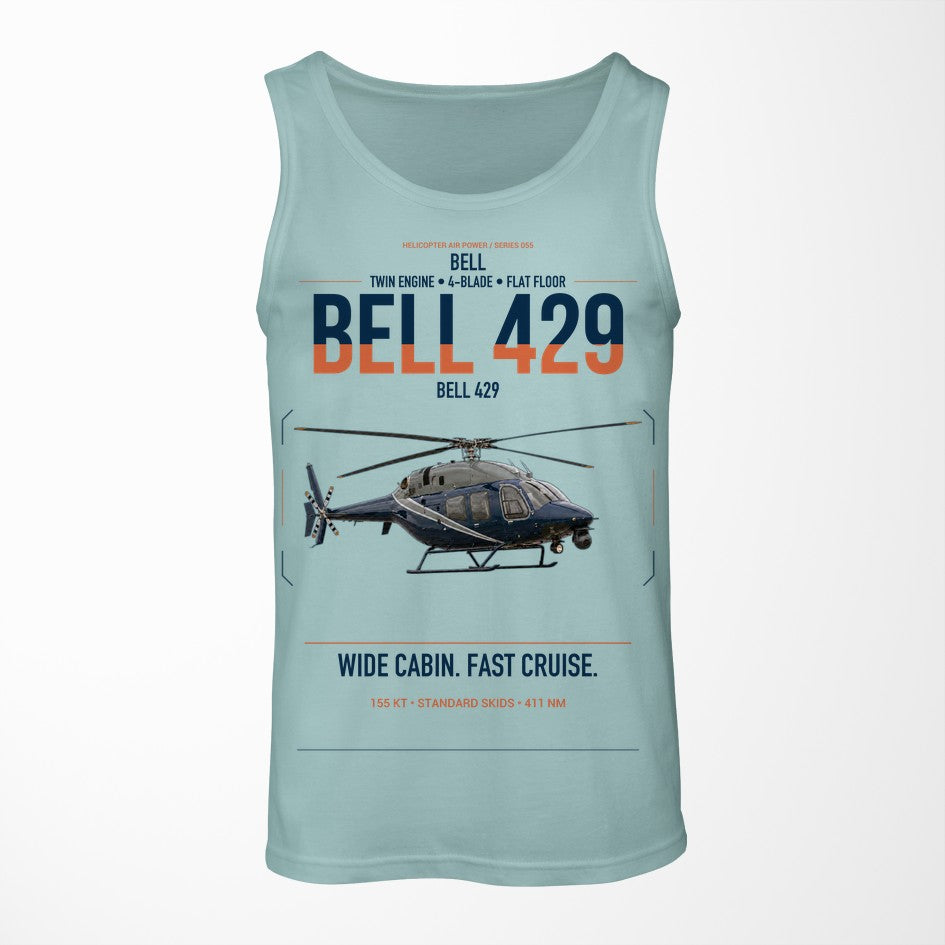 Bell 429 design on light green tank top