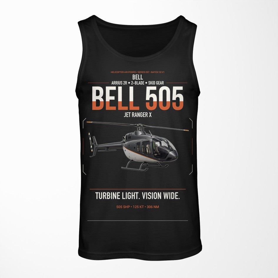 Bell 505 Jet Ranger X design on black tank top