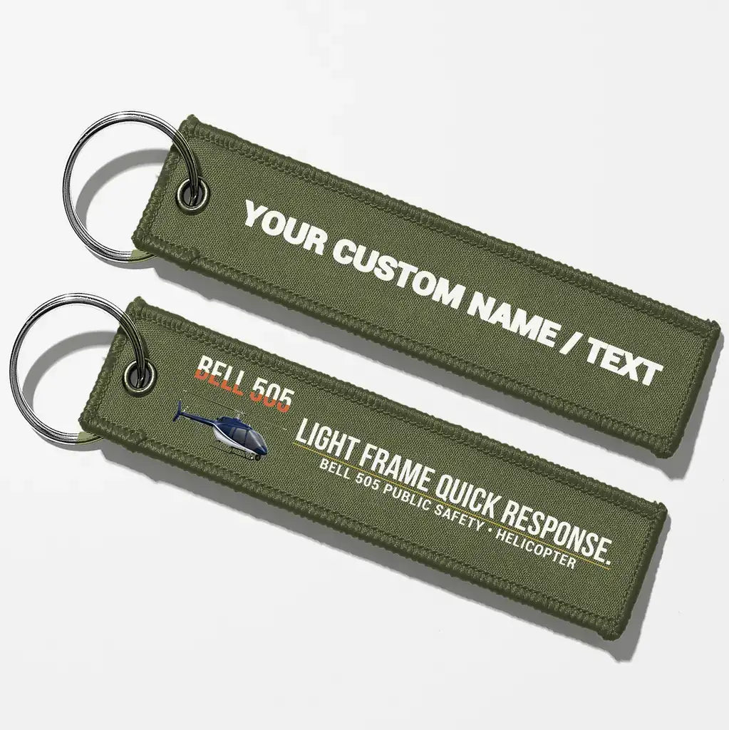 Bell 505 Public Safety Aviator Key Chains - Green Army - Personalized