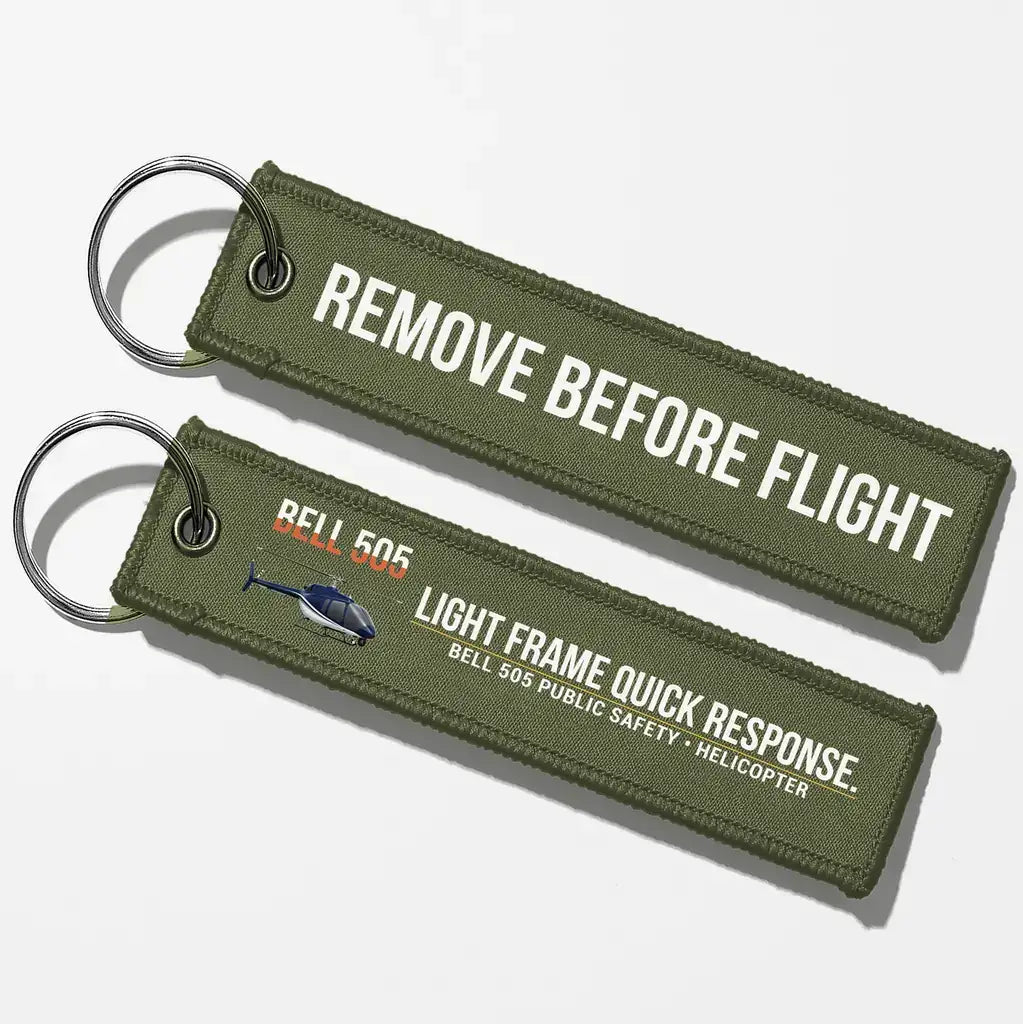 Bell 505 Public Safety Aviator Key Chains - Green Army - Remove Before Flight
