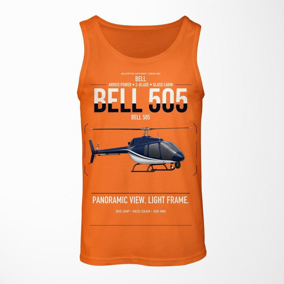Bell 505 design on orange tank top