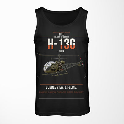 Bell H-13G Sioux design on black tank top