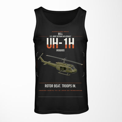 Bell UH-1H Iroquois design on black tank top