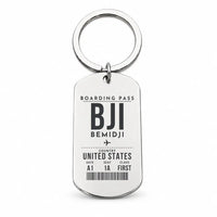 Thumbnail for Bemidji Regional Airport BJI - Key Chain - Boarding Pass Style - Silver