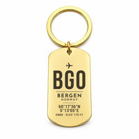 Thumbnail for Bergen Airport Flesland BGO - Seven-Rain Fjord Tapestry - Key Chain - Original Design - Gold