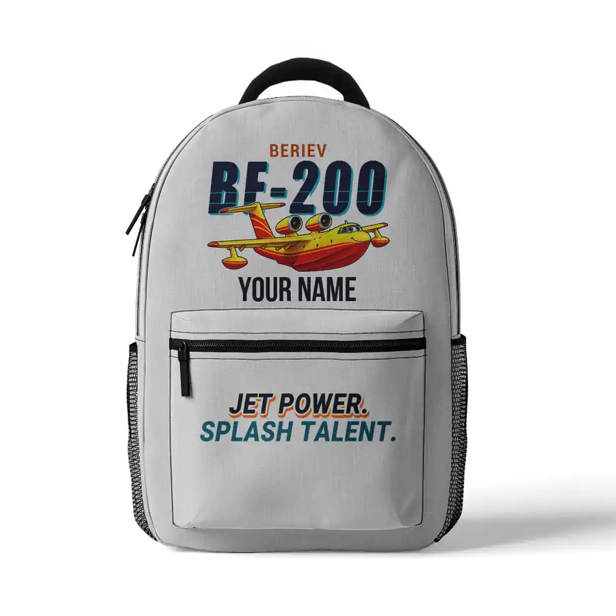 Beriev Be-200ES - 3D Backpack - Cartoon + Name - White