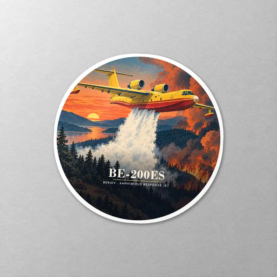 Beriev Be-200ES - 3D - Circle Sticker - Close-up